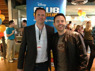 Lance (left) and Lane Merrifield (right) at the Club Penguin 7th Anniversary Office Party in October 2012