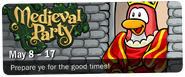 An advertisement for the Medieval Party 2009 from Club Penguin Times issue #184.