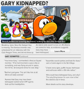 The "Gary Kidnapped?" Club Penguin Times article.