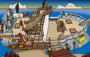 Rockhopper's Quest Migrator docked at Dinosaur Island