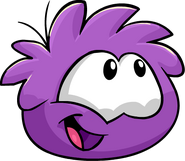 A Purple Puffle smiling