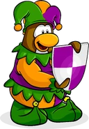 As seen in issue 186 of the Club Penguin Times, along with the Court Jester Hat, Court Jester Outfit, and Elf Shoes