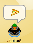 A penguin using the Pizza emote.