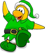 As seen in issue 219 of the Club Penguin Times, along with the Elf Suit and Elf Shoes