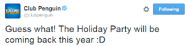 Club Penguin confirming the party on Twitter