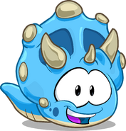 The blue Triceratops Puffle.