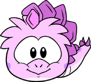 The Pink Stegosaurus Puffle in-game sprites.