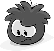 An unhappy Black Puffle