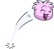 Another image of a Pink Puffle bouncing.