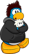 As seen in issue 315 of the Club Penguin Times, along with the Black Hoodie