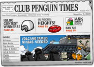 The cover of issue #212 of the Club Penguin Times.