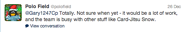 Polo Field confirming Card-Jitsu Snow on twitter
