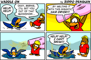 Iggy wearing the item in the "Waddle On" comic strip from issue #5 of The Penguin Times