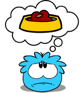 A hungry blue puffle