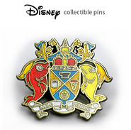 Un Pin coleccionable de Disney del emblema de la isla en la Bandera de la Ciudad.