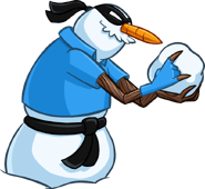 Sly holding a snowball
