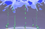 Concept art of robos destroying a giant meteor