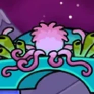 Decorative puffle with tentacles, at the Future Party