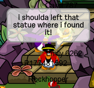 Rockhopper regretting bringing the totem to the island.