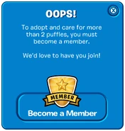 A membership warning about adopting puffles