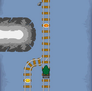 A screenshot of "Cave Runner", a prototype version of Cart Surfer.