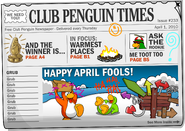 The cover of issue #233 of the Club Penguin Times.