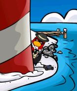 An EPF Agent grabbing his EPF spy phone, as seen on the Club Penguin home page, replacing the PSA agent