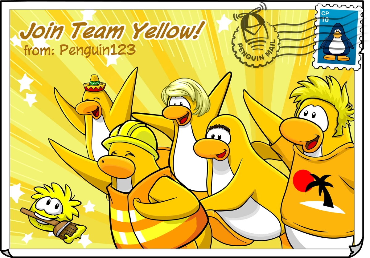 Go Yellow! postcard Club Penguin Wiki Fandom
