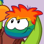 A Rainbow Puffle in the trailer