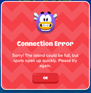 The error message displayed when connection was lost or a server was full