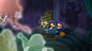 Franky approaching scared penguins