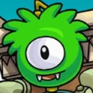Decorative puffle with monster fangs and one eye, at the Monsters University Takeover