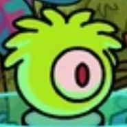 Decorative puffle with one eye, at the Future Party