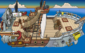 Rockhopper's Quest Migrator sailing to Dinosaur Island