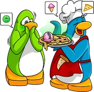 CPT 148 gourmet pizza.png (508 KB) As seen in issue 148 of the Club Penguin Times, along with the Chef Hat