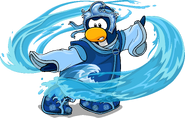 As seen in issue #278 of the Club Penguin Times, along with the Helmet of Oceans and Waterfall Coat