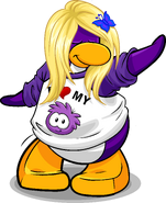As seen in the February 2011 Penguin Style catalog, along with the I Heart My Purple Puffle T-Shirt