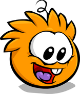 An Orange Puffle bouncing.