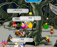 The yellow puffle in the Forest during the 2007 Halloween Party.