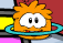 An Orange Puffle playing.