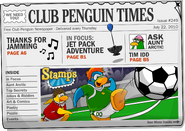 The cover of issue #249 of the Club Penguin Times.