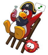 Rockhopper enjoying his Cream Soda with Yarr.