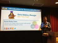 Polo (Chris) speaking at Club Penguin's first media summit.