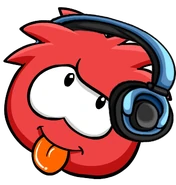 Puffle Rojo con audífonos