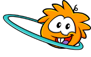 An Orange Puffle with its hoop
