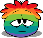 A tired Rainbow Puffle