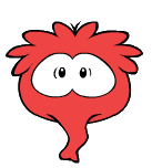 Red Puffle eating gum.