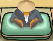 New Sensei sitting on his green pillow in the new 2013 Dojo