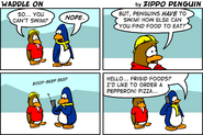 Bernie appearing in the fourth "Waddle On" comic