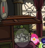 Scaring the fake penguin